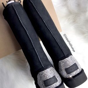 Bling Swarovski Crystals Custom Women's Classic Tall II Boot In Black